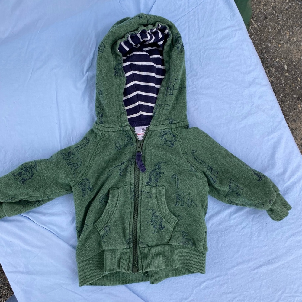 Hanna Andersson Green Dinosaur Hoodie, 6-12 months